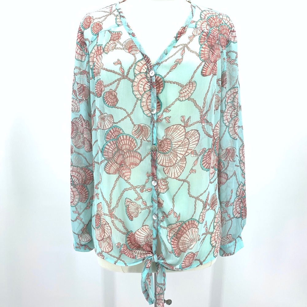 ROZ and ALI sheer beach themed top